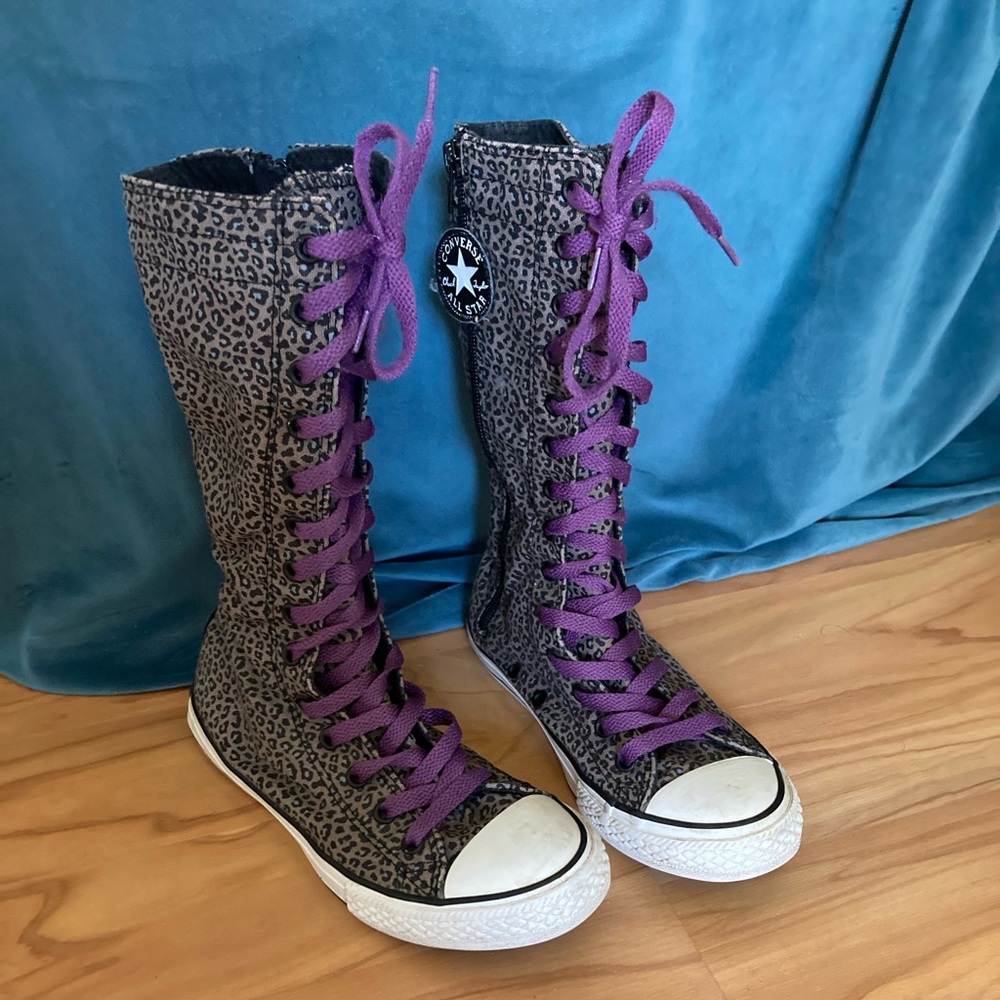 Converse X Hi High Tops - sz 3 youth - Leopard - Zipper + 14 eyelets